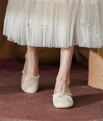 メリージェーン靴 ローヒール シンプル パンプス フラット[K](T)