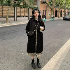 韓国ファッション ダスターコート 薄手 一つボタン ウールコート[K](T)