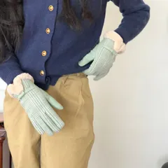 チェック柄ニット手袋 (T)