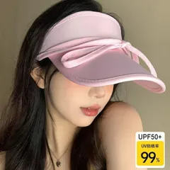 サンバイザー　軽量　UVカット　春夏　レディース　韓国ファッション　オシャレ　リボン (T)