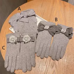 種類2：B 秋冬手袋　5本指　花　リボン　あったか　レディース　スマホ対応 (T)