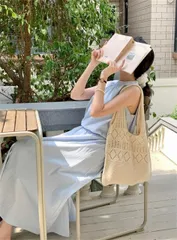 ハンドバッグ トートバッグ 編み物バッグ ショルダーバッグ (T)