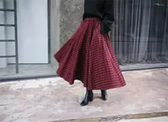 格子スカート スリム Aラインスカート (T)