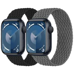 【特価商品】【2セット】編み込みfor アップルウォッチ バンド 40mm 41mm 38mm 44mm 45mm 42mm 46mm Ultra/2 49mmの女性/男性、伸縮性のある弾性ナイロンスポーツストラップソロループfor Apple watch バ