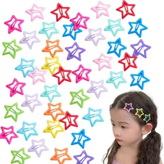 【数量限定】ヘアクリップ 星 前髪クリップ パッチンピン 40個セット 可愛い y2k かわいい カラフル 星型 女の子 髪飾り 髪留め 入学 誕生日 プレゼント(マルチカラー)