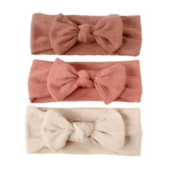 【人気商品】DFsucces ヘアバンド ベビー ゴ ヘアアクセサリー 蝶結びや かわいい 髪飾り 新生児 出産祝い 誕生日 記念撮影 お祝い 結婚式 3点セット (ダークピンク+ピンク+ベージュ)