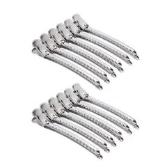 【在庫処分】12本セット ダッカール ヘアクリップ プロ用 美容業界 美容師 前髪 業務用 強力 跡がつかない 髪留め ヘアピン ワニクリップ ステンレスシルバー（9.5cm）