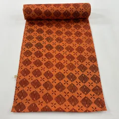 反物 優品 羽尺 羽織 和装コート 花 菱 オレンジ 正絹 【中古】