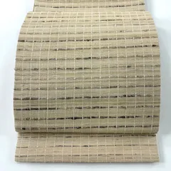 【美品】 袋帯 逸品 縞 ベージュ 全通 正絹 【中古】