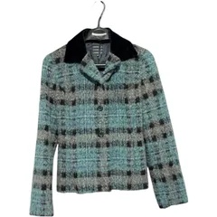 ZM1704  COMME CA コムサ モヘヤ ジャケット レディース9 グリーン アウター ショートコート 起毛素材