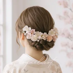 【coquelicot】桜とマム 髪飾り ピンク ／卒業式 入学式 成人式 結婚式 ヘッドパーツ コクリコ
