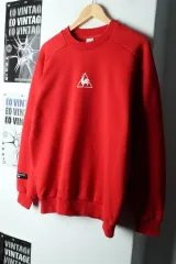(M) le coq sportif ルコックスポルティフ スウェット Tシャツ レッド 起毛 オールドスクール-1675D