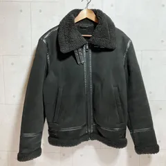 ZARA ザラ フェイク ムートン ジャケット フライト ボア アウター ブルゾン ブラック 黒 メンズ SG391-2