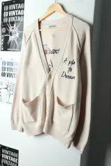 (L-XL) ジープ ニット カーディガン 星条旗 ベージュ オールドスクール-16782