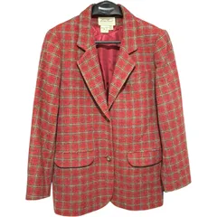 ZM1703  Eddie Bauer エディバウアー 70s 80s  ジャンパー テーラードジャケット レディースXS アウター チェック 赤 レッド