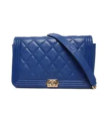 シャネル チェーンショルダーバッグ チェーンウォレット ゴールド金具 キャビアスキン ボーイシャネル マトラッセ レディース CHANEL