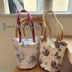 馬蹄金具トートバッグ インサイド 花柄 ゴールド ベージュ - メルカリ