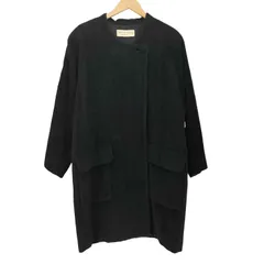 クリスチャンオジャール CHRISTIAN AUJARD ウール100 ツイード 比翼ノーカラー コート レディース 表記無 