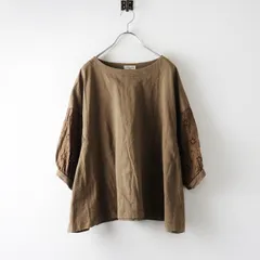 サマンサモスモス Samansa Mos2 SM2 袖レース切替カットソー F‖ブラウン トップス プルオーバー スカラップ【2400014742541】