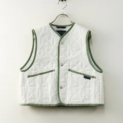 美品 ラベンハム LAVENHAM オーガニックコットンキルティングクロップドベスト 36＼ホワイト ジレ 中綿 アウター【2400014684773】