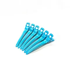 ブルー 金属製 ヘアクリップ 6個セット 7cm シンプル