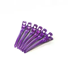 パープル 金属製 ヘアクリップ 7cm 6個セット