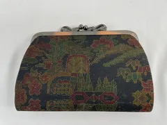 がま口　財布 レディース レトロ 黒×グリーン、 20251216-0013