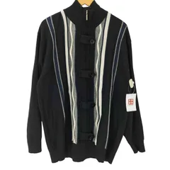 ユーズドフルギ USED古着 SILVERSILK レーヨン ポリ シルク ニット ライン デザインボタン ジップアップ ニット  メンズ import：XL 
