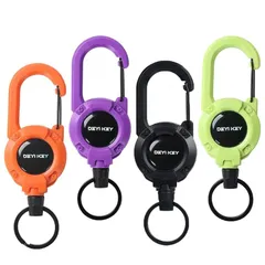 リールキーホルダー 伸びるリール式キーホルダー カラビナ式リール式キーホルダー 強化ワイヤ60cm 小型 多機能 頑丈 丈夫 紛失防止 キャンプ ハイキング 釣りアウトドア用 (4) 1