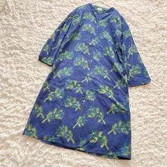 Cheer　花柄　インド製　ワンピース　フラワー　花柄　春服　ロングワンピース　cheer ワンピース　ワンピ　ブルー　長袖　コーデュロイ