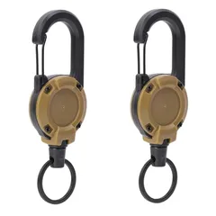 [YFFSFDC] キーバックリールキーホルダー カラビナ付 リールストラップ 金属ワイヤー 丈夫 最長伸縮60cm 伸縮自在 紛失防止 釣り登山最適 (黄色2個セット) 0