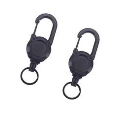 SHSHANLC リールキーホルダー 小型 2個セット カラビナ付き 伸びるキーホルダー 頑丈 金属ワイヤー キーチェーン 伸びる 丈夫 ピンオンリール リールストラップ キーホルダー リール キーリング キーストラップ 鍵 紛失防止 アウトドア 登山 釣 1