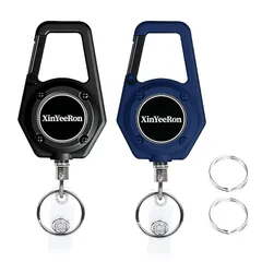 [XinYeeRon] 伸びるキーホルダー[2個セット]カラビナリール 70cm伸縮 多機能のびるキーチェーン 金属ワイヤー 頑丈 落下防止コード リールクリップ 紐 鍵 紛失防止 キーリング吊り下げ名札 ズボンにつけるメンズ キャンプ ハイキング 釣り  0