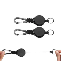 [FUYUERO] リールキーホルダー カラビナ付き 伸縮性リール式キーリール 多機能 頑丈 紛失防止 金属ワイヤー最大延長長さ60cm 吊り下げ名札 キャンプ ハイキング 釣りアウトドア用 2個セット 0