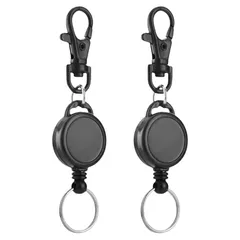 [Winsuteki] リールキーホルダー カラビナ付 キーリール 伸びる キーチェーン 伸びるストラップ パスケース リール リールストラップ 頑丈 小型 最長 45cm 2個セット 紛失防止 (YLK25) 0