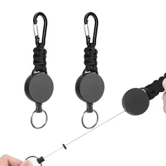 [DENGUJD] リールキーホルダー 2個セット カラビナ付き 伸縮自在 落下防止 超軽量 多機能 鍵・IDカード スマホ防止に 耐久設計 アウトドア 日常使いに最適 1