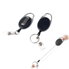 [HAPPY SUGAR] 吊り下げ名札用リール キーホルダー 伸縮リール キーリール リールストラップ ピンオンリール カラビナ 紛失防止 アウトドア 2個セット 1