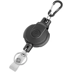 [pullther] リールキーホルダー 約250g伸縮耐荷重 ピンオンリール キーリール カラビナ付きリール 紛失防止 伸縮リール 最長80cm 0