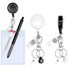 [Vibrly] ペンクリップ ストラップ シリコンペンホルダー 伸びるキーホルダー 2個セット 伸縮66cm バッジホルダー 強力金属ワイヤー 紛失防止 軽量 耐久性 アウトドア 登山 釣り 通勤通学用 1