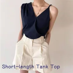 シースルー風タンクトップ アシンメトリーショート丈 (T)