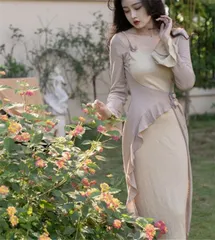 綺麗 ツーピース エレガントスリム 縫付ワンピース[K](T)