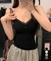 レース切替キャミソールパッド付きインナー (T)