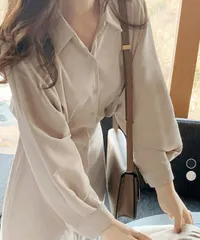 きれいめシャツワンピース ウエストマーク (T)