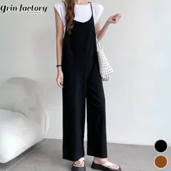 オールインワン サロペットパンツ ワイドパンツ レディース シンプル おしゃれ 可愛い 女性 大人 オーバーオール ポケット付き キャミ ハイウエスト 体型カバー パンツ ズボン つなぎ レイヤード 重ね着 ゆったり らくちん ブラック ブラウン春 夏 秋 韓