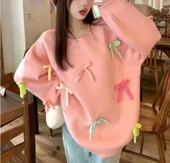 種類1：ピンク/10点/ニット リボン付きニットトップス (T)