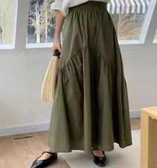 ロングスカート　レディース　韓国ファッション　春夏　ゆったり　無地 (T)