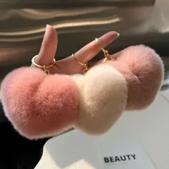 ファーバッグチャーム　キーホルダー　ハート (T)