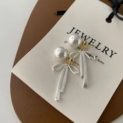 種類2：写真色/ピアス リボンデザイン金属風ピアス (T)