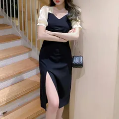 ドッキングワンピース 袖切り替えワンピドッキングワンピース 袖切り替えワンピ(T)