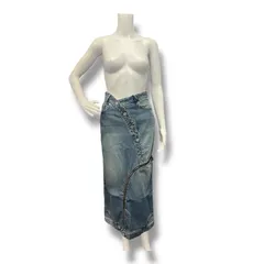 参考上代28600円 未使用品 PRANK PROJECT Curved Denim Skirt カーブデニムスカート ロングスカート プランクプロジェクト 31232516101 ブルー